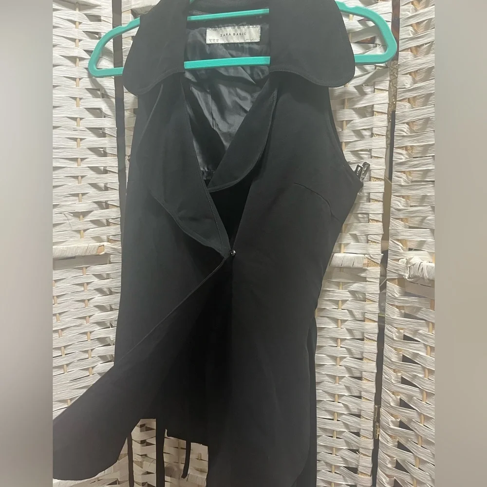 ZARA Black Sleeveless, Wrap Tunic Top with Tie-Waist Small - Picture 7 of 11